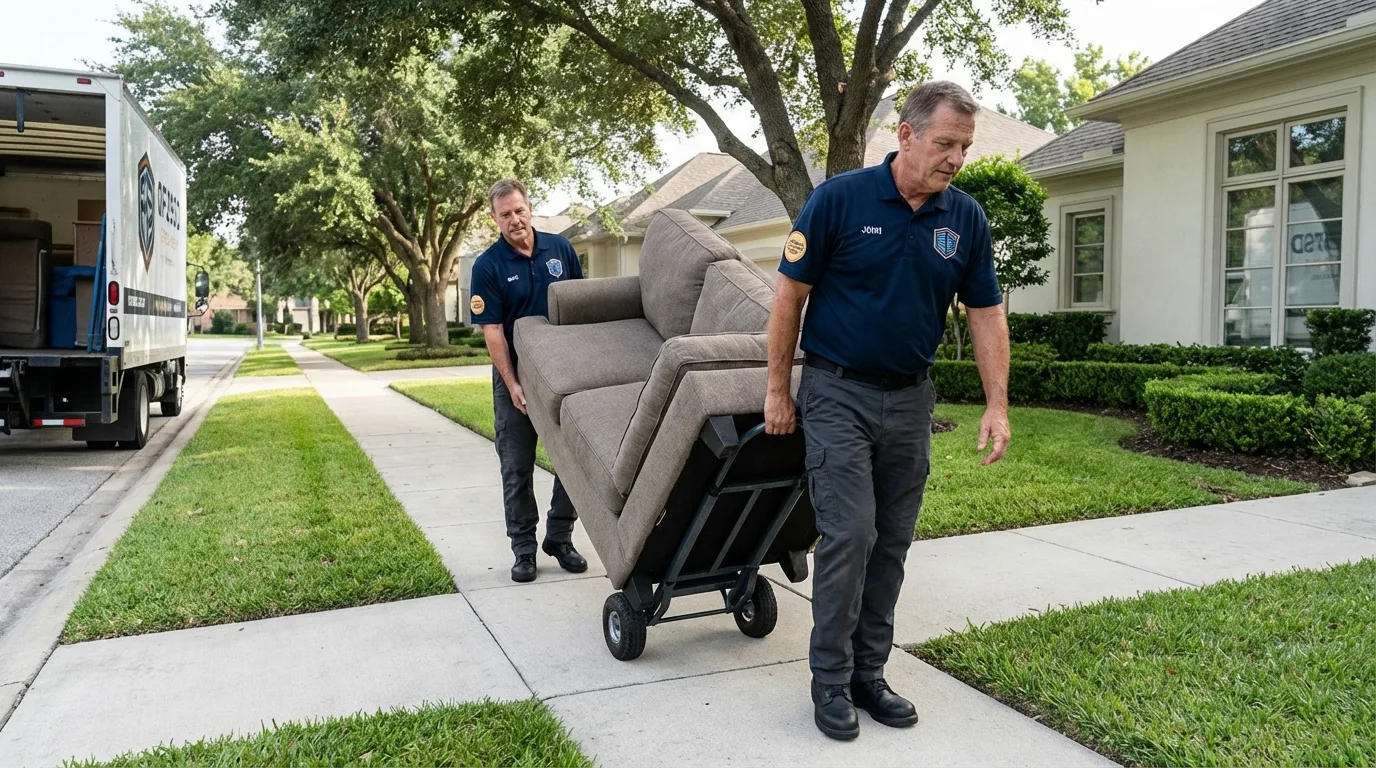 Local residential moving crew loading furniture in Manchester, WA